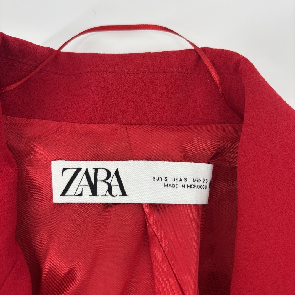 ZARA Womens Double Breasted Buttoned Blazer Bright Red Women's Small Oversized - Picture 5 of 8